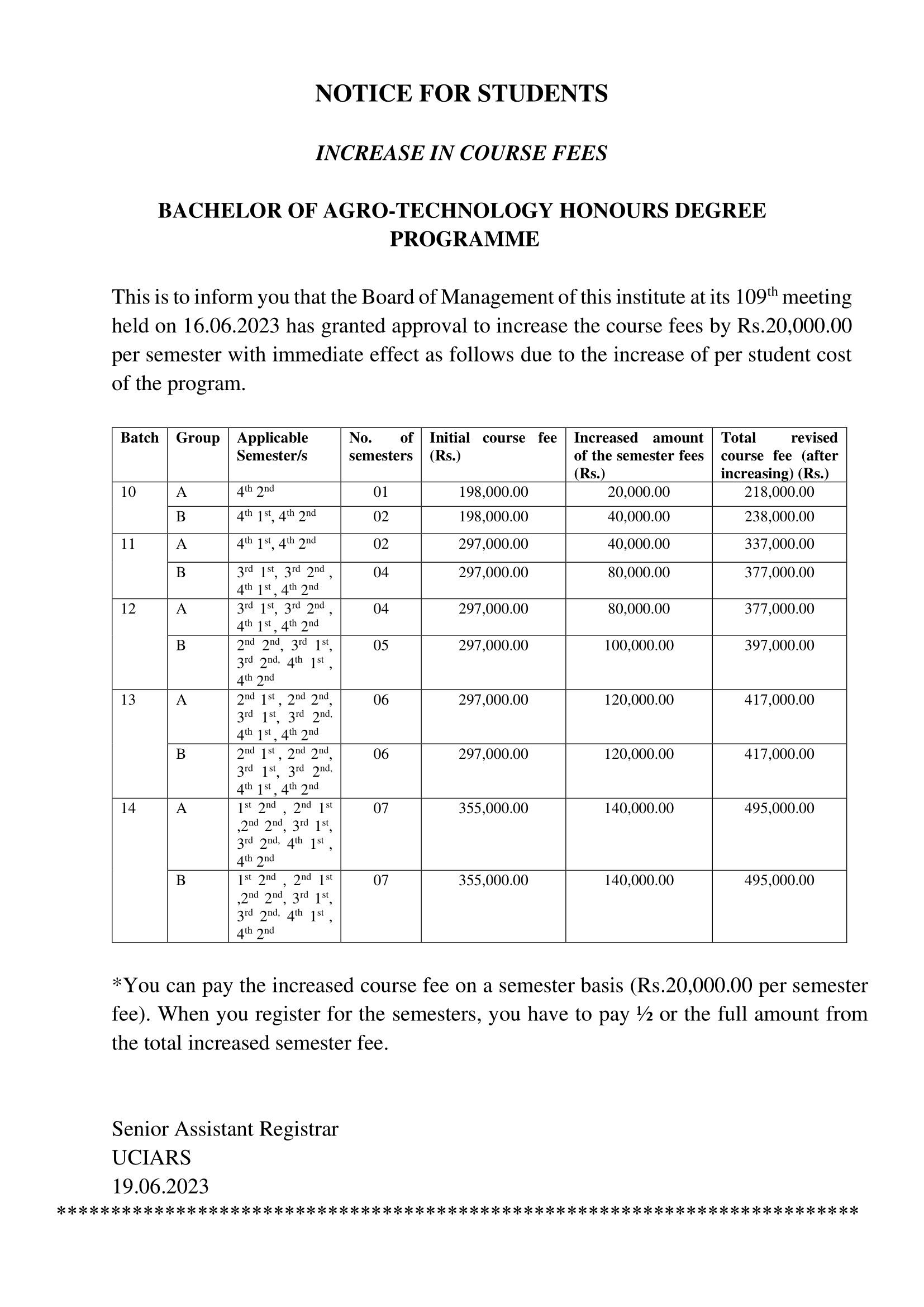 welcome-to-uciars-notice-for-all-students-increase-of-course-fees